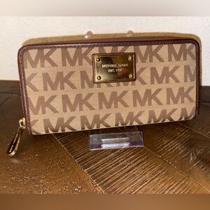 Michael Kors Tan Logo Zip-Around Wallet